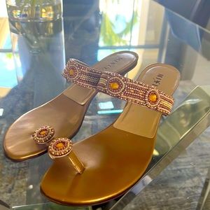 Bronze kitten heel sandal